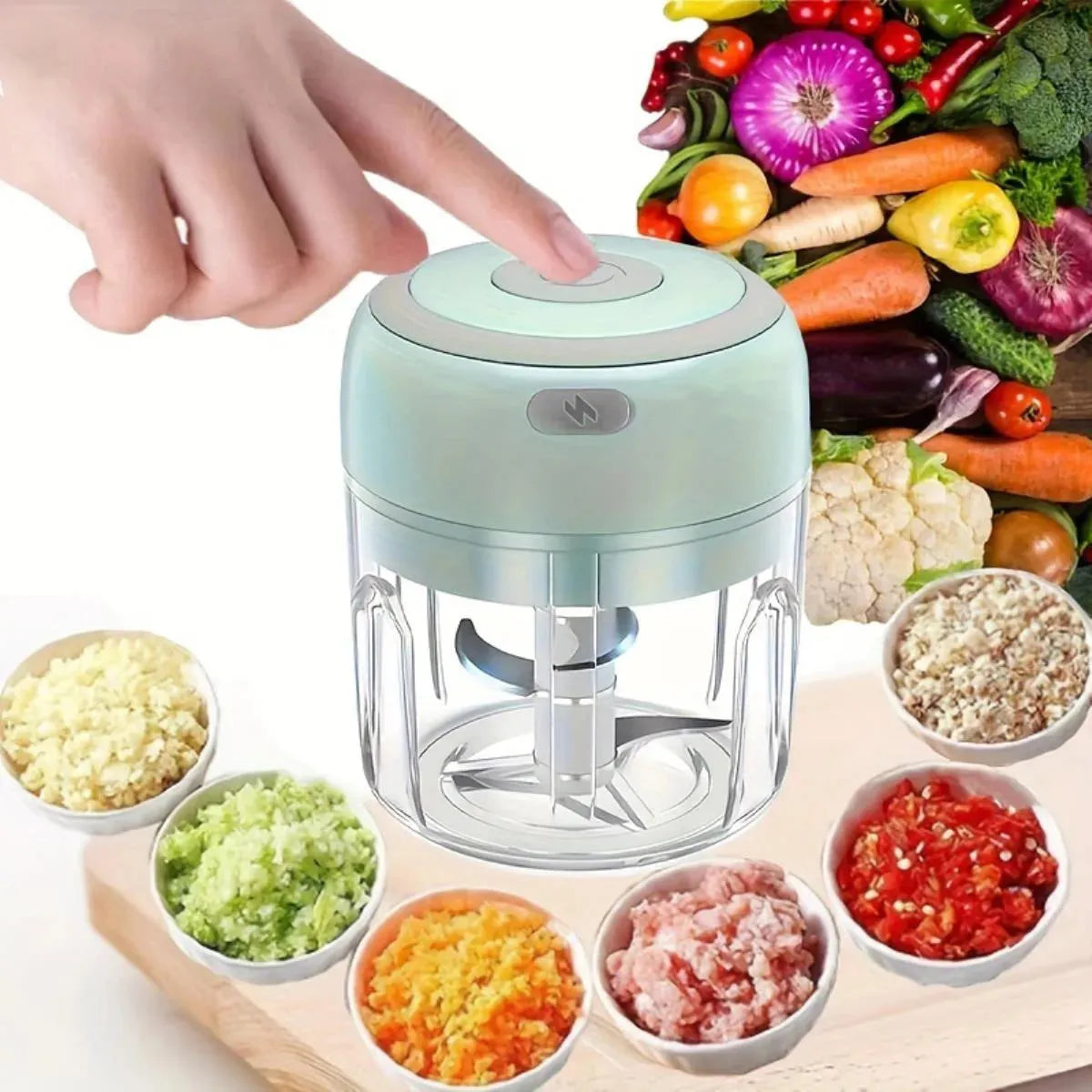 Electric Food Chopper Mini USB Garlic Cutter Portable