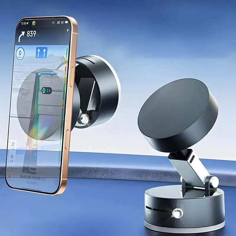 360° Rotatable Magnetic Phone Holder – Foldable Vacuum Mount with Strong Magnet – Universal Car Holder for iPhone 12–16 Pro Max