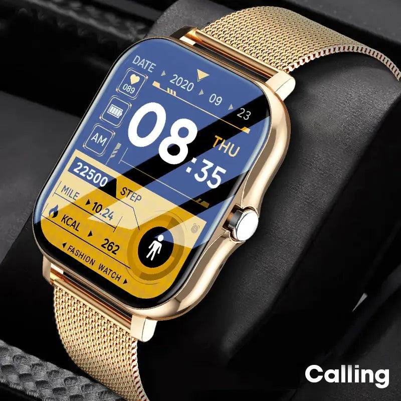 Smartwatch with multi-sport mode, calorie tracking, weather updates, message alerts, compatible with Android & iOS