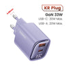 Purple 33W GaN charger with KR plug, digital display