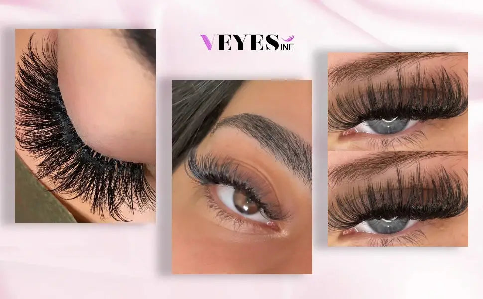 Individual Eyelash Extensions 8–20mm Faux Mink Matte Lashes for Professionals shown on models with natural long volume. Ideal for salon use.