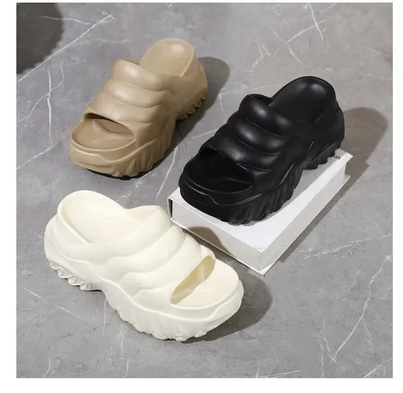 Women’s summer platform slippers, thick sole soft EVA slides for beach and casual wear