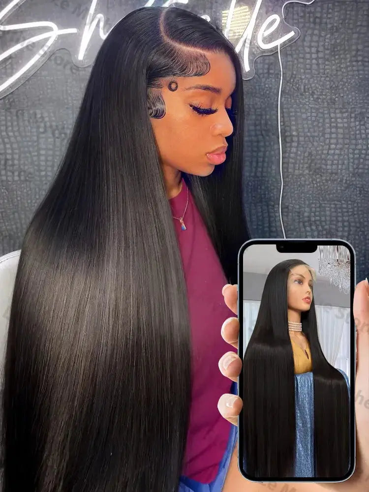 HD Lace Frontal Wig 13x6 – 250 Density, Glueless 5x5 or 13x4 Closure, 30-40” Straight Human Hair