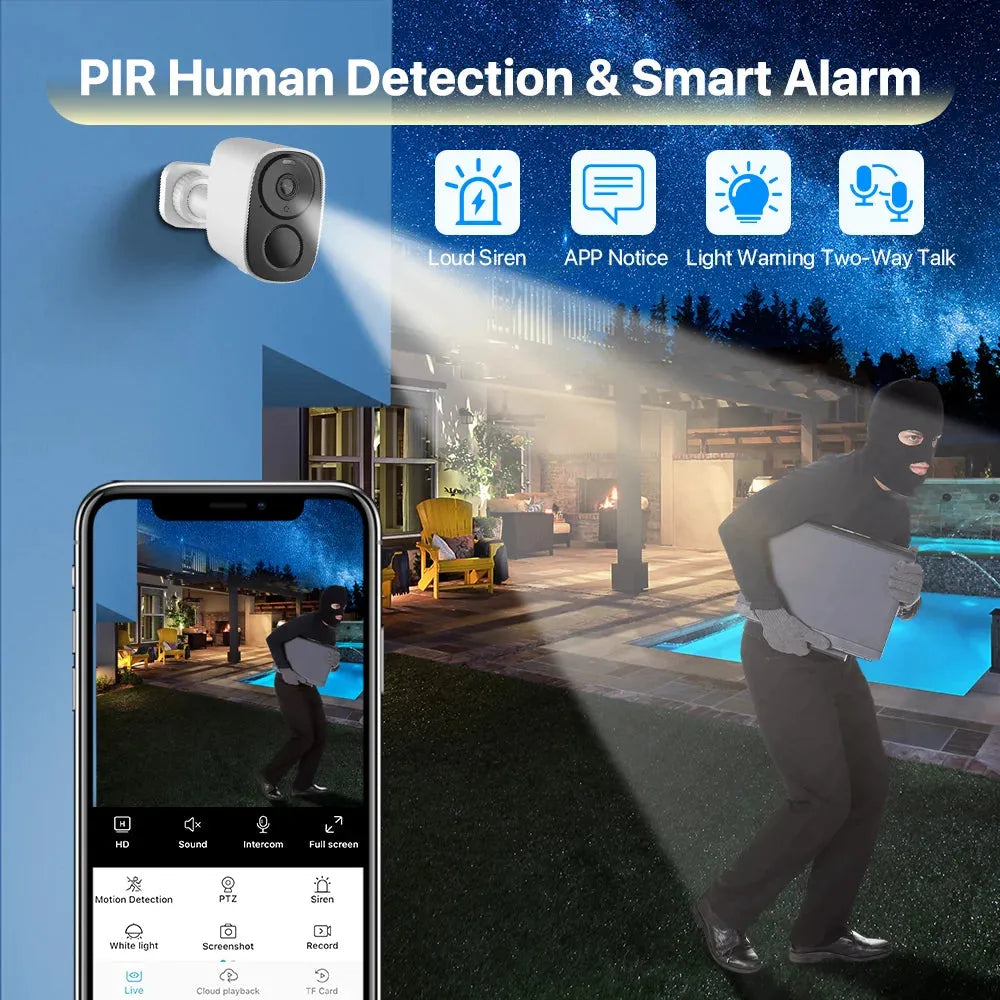 Wireless Solar Security Camera with 2K Vision
