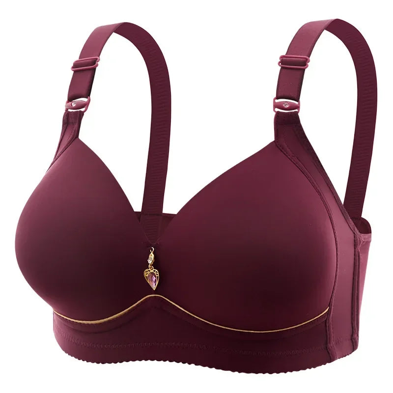 Burgundy bra without steel rings