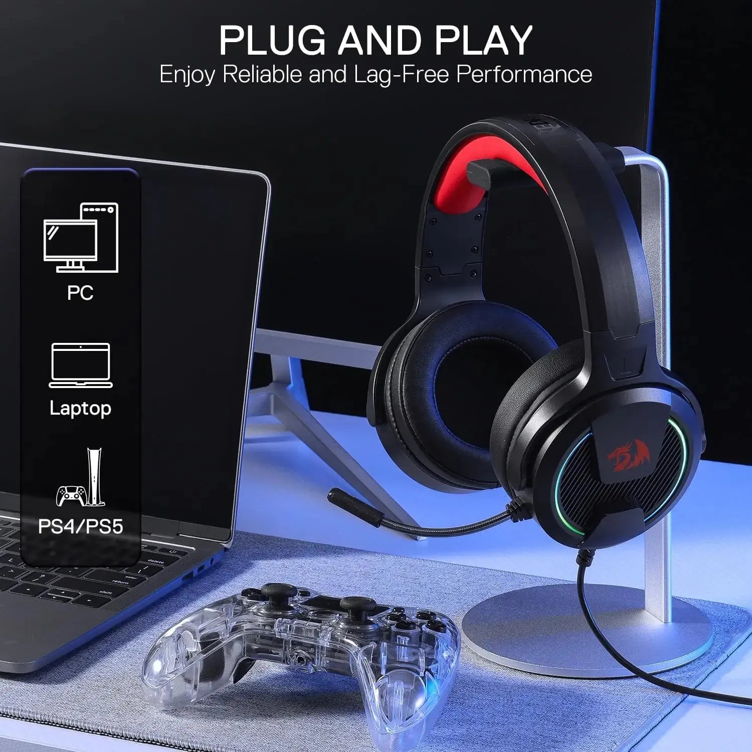 Gaming Headset Redragon H315 Wired RGB With 40mm Drivers