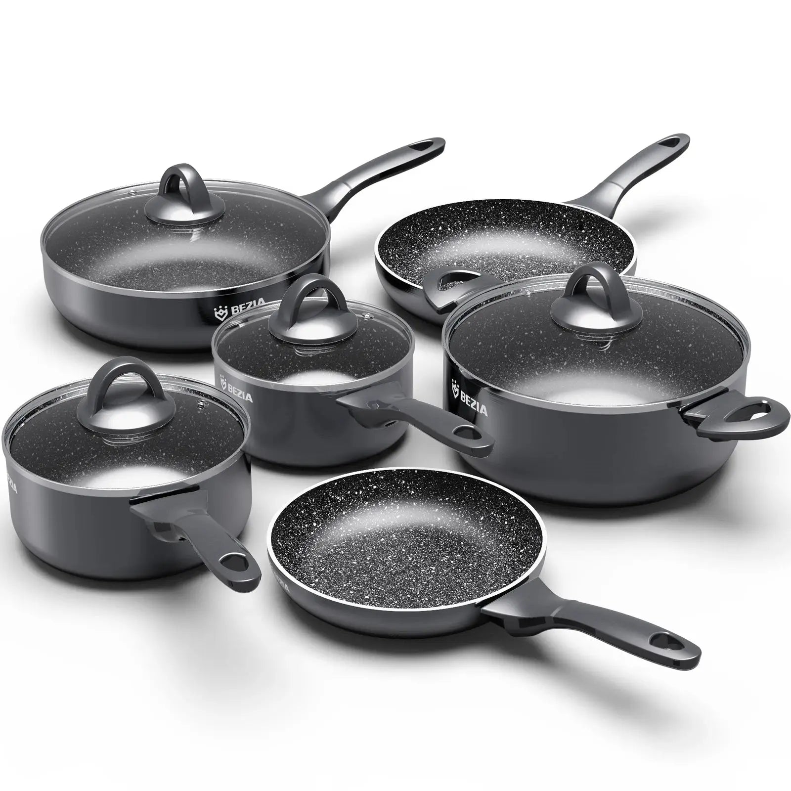 10-Piece Induction Cookware Set Nonstick Pots & Pans with Stay-Cool Bakelite Handles Dishwasher Safe for Easy Cooking & Cleaning