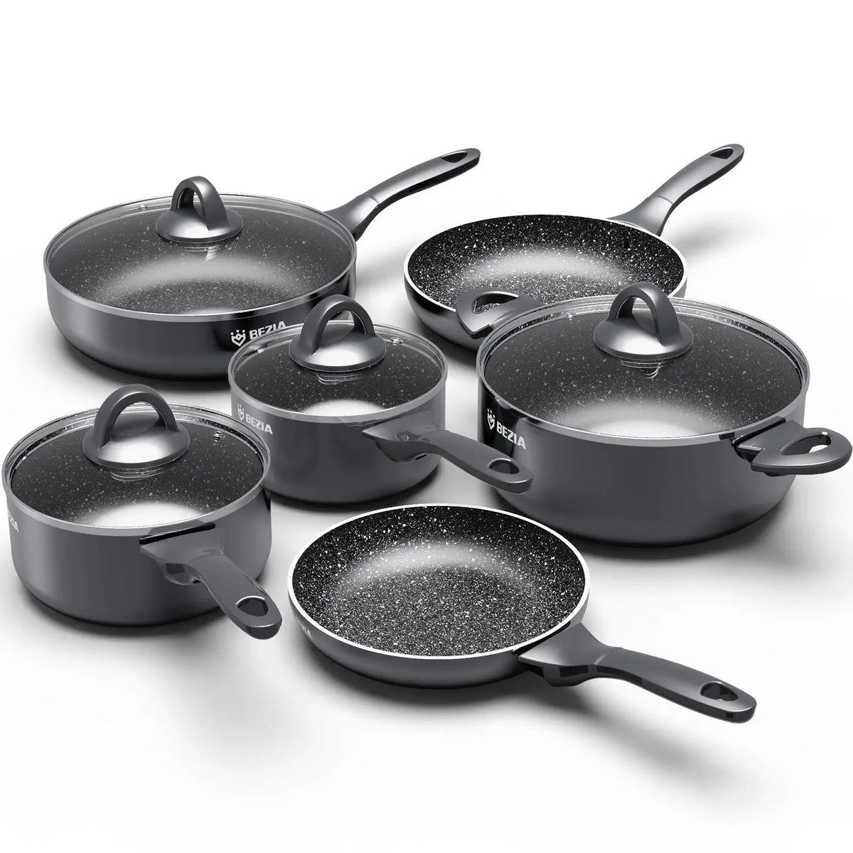 10-Piece Induction Cookware Set Nonstick Pots & Pans with Stay-Cool Bakelite Handles Dishwasher Safe for Easy Cooking & Cleaning