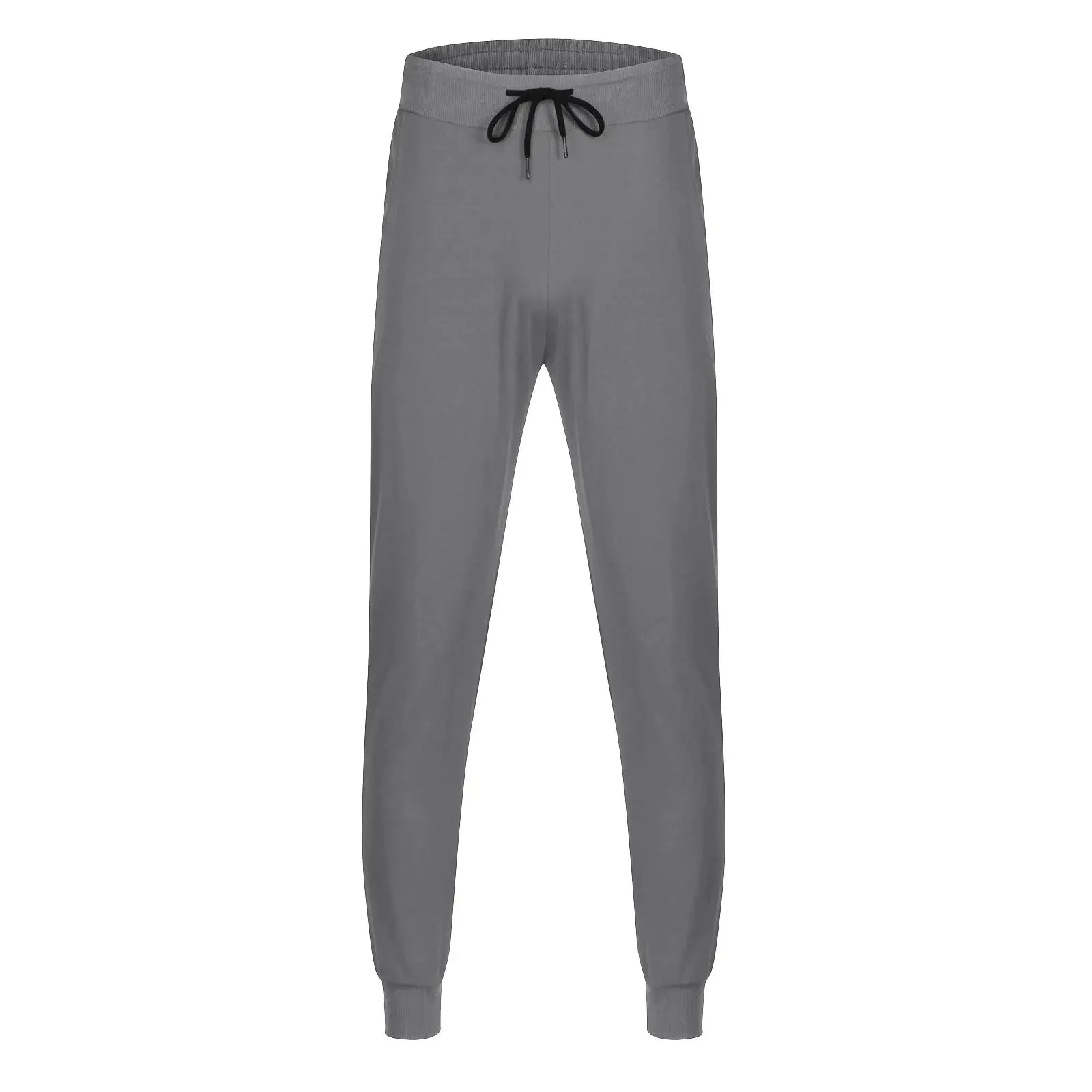 Gray men’s athletic jogger sweatpants with drawstring waistband and cuffed ankles, ideal for gym, workout, or casual wear in plus size fit.