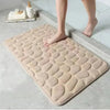 Beige 3D cobblestone embossed non-slip bath mat