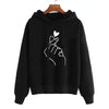 Black hoodie with heart hand design