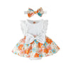 White floral infant baby dress with orange flowers