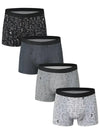 Pack of 4 men's fashion printed boxer briefs with abstract patterns