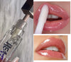 Glossy clear liquid lipstick applied on lips