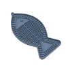 Dark gray fish-shaped silicone mat with textured design