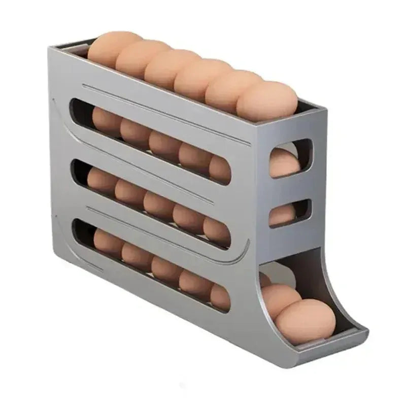 4 Layer Egg Holder with Automatic Rolling Dispenser