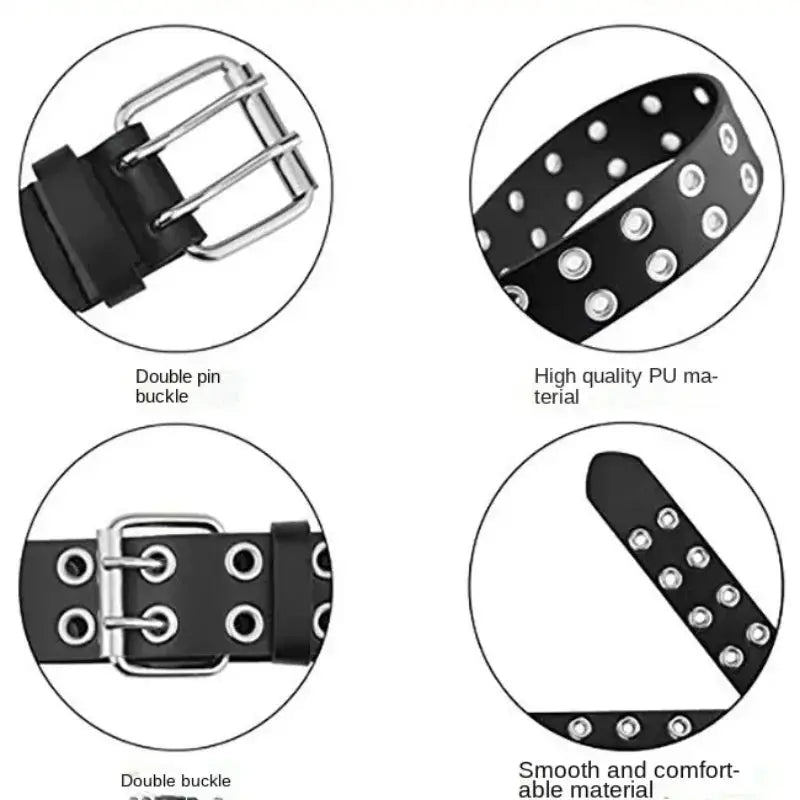 Luxury genuine leather belt with alloy chain for men and women, punk style with metal pin buckle, ideal for jeans
