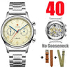 40mm chronograph watch without gooseneck, metal strap