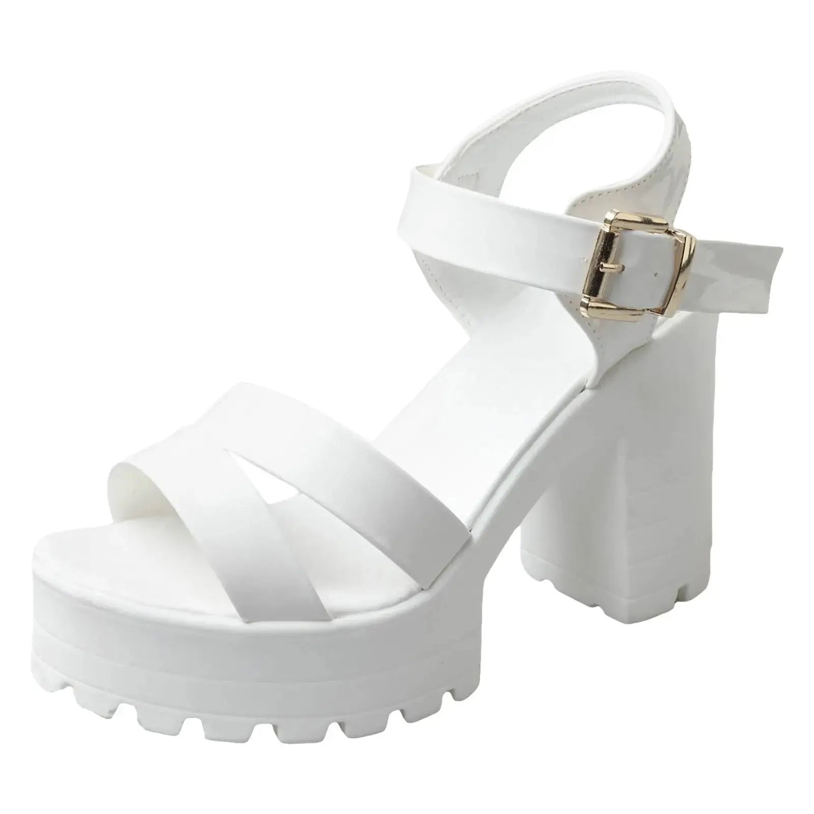 Women’s Summer Platform Sandals – Open Toe Square Heel Buckle Gladiator Shoes Rome Style