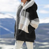 Black and white winter coat with hood