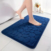 Blue 3D cobblestone embossed non-slip bath mat