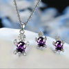 Purple gemstone turtle earrings and necklace set