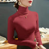 Red turtleneck long sleeve t-shirt for women