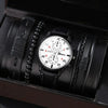 Men's watch set with black strap and white dial with bracelets