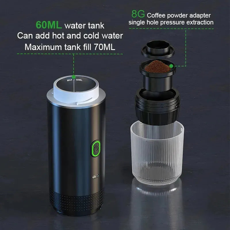 Portable Wireless Coffe Maker 3 in 1 for Home Car and Travel