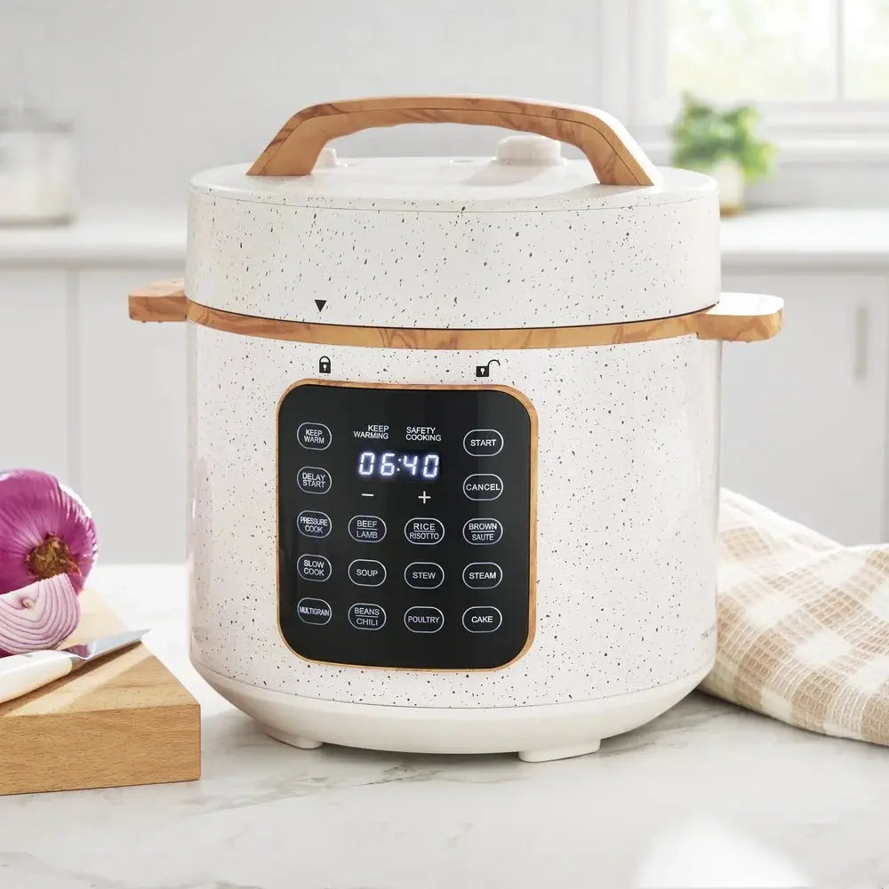 6-Quart Multi-Function Pressure Cooker – Touch Control, 12 Presets for Fast Cook, Slow Cook, Sauté, Steam, Eggs & Soup