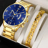 Gold fashion business quartz watch for men