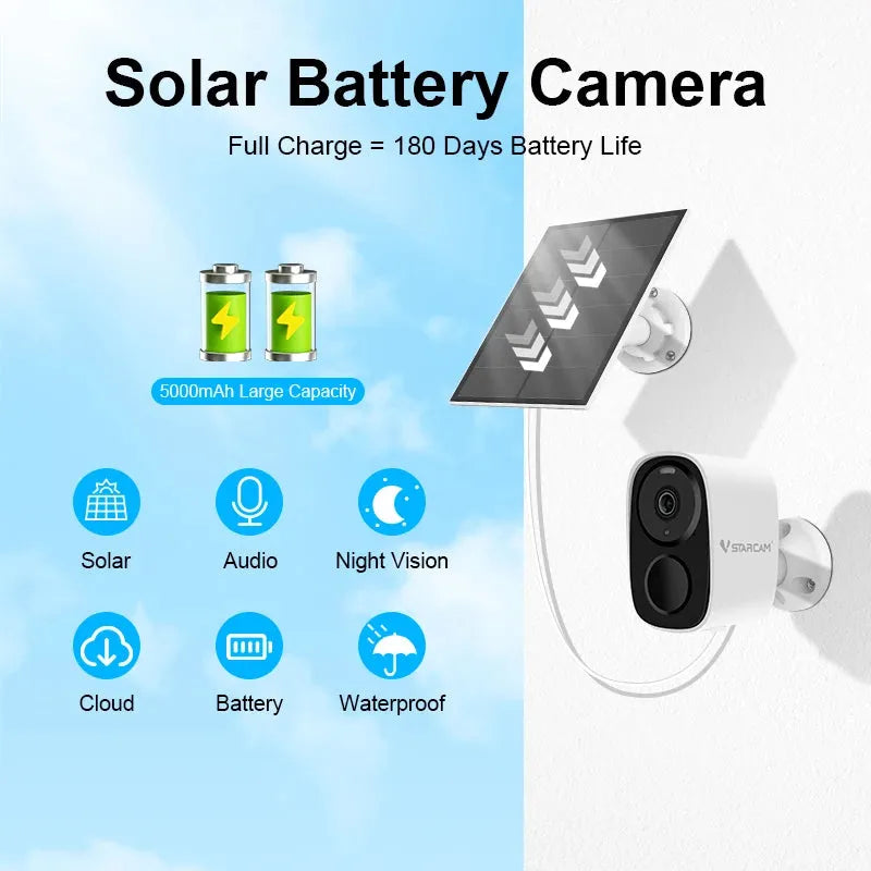 Wireless Solar Security Camera with 2K Vision