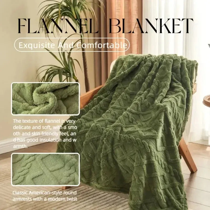Fleece Blanket Ultra Soft 3D Plush Dense Weave Cozy Throw