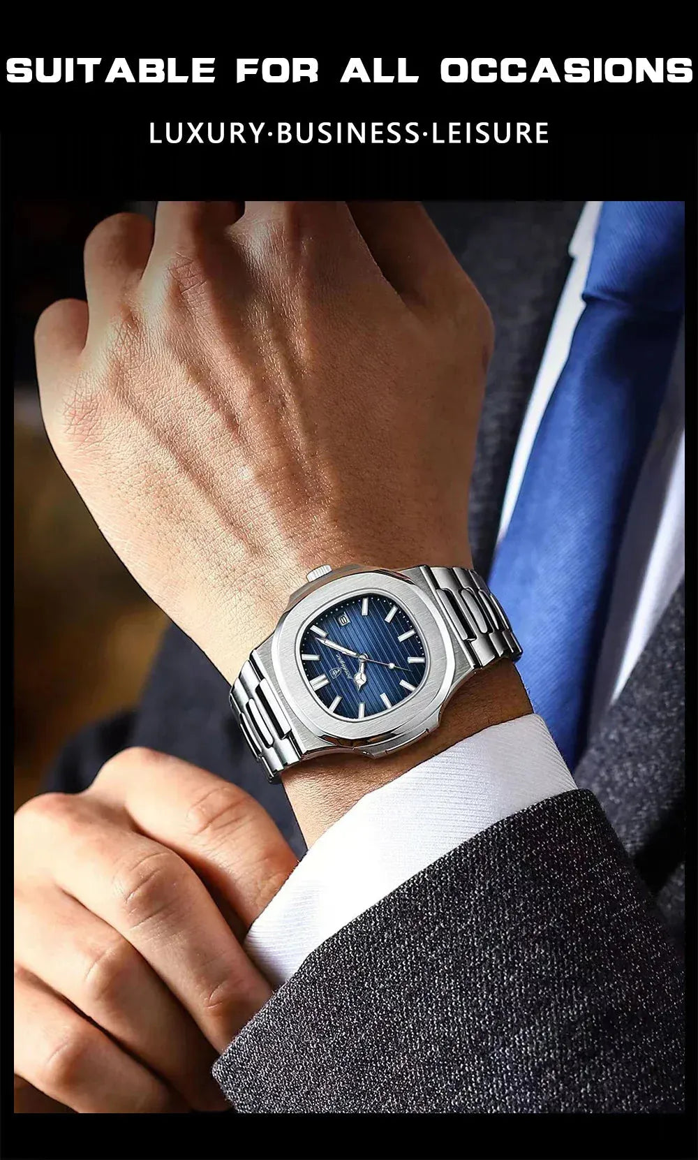 Luxury Quartz Watch for Men with Luminous Dial and Date