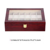 12-slot wooden watch organizer with glass lid