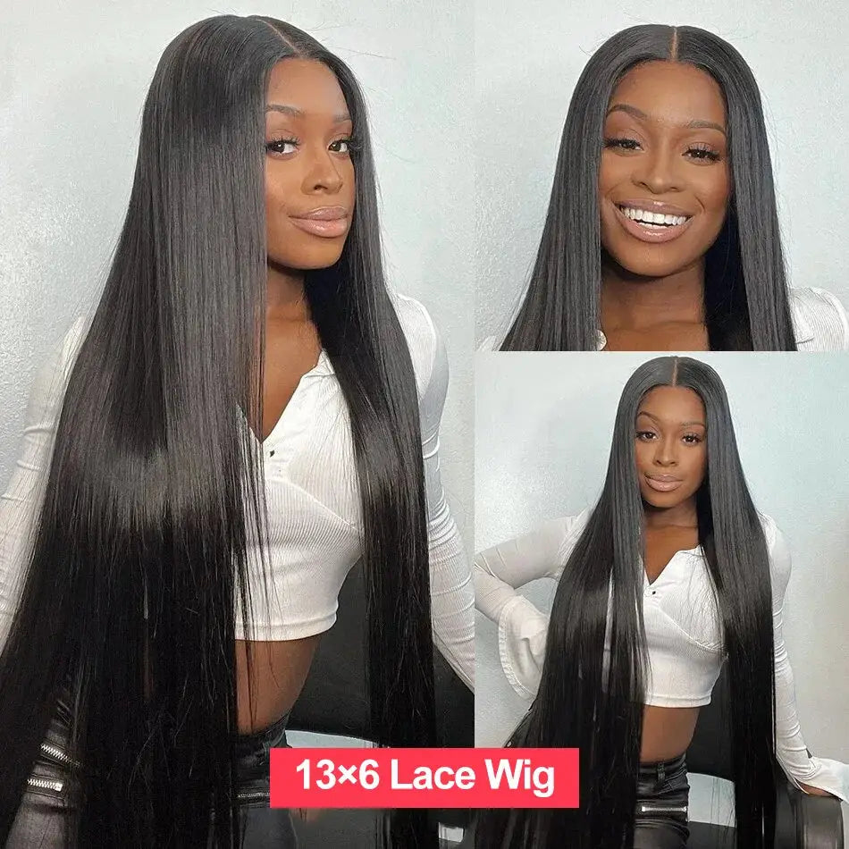 HD Lace Frontal Wig 13x6 – 250 Density, Glueless 5x5 or 13x4 Closure, 30-40” Straight Human Hair