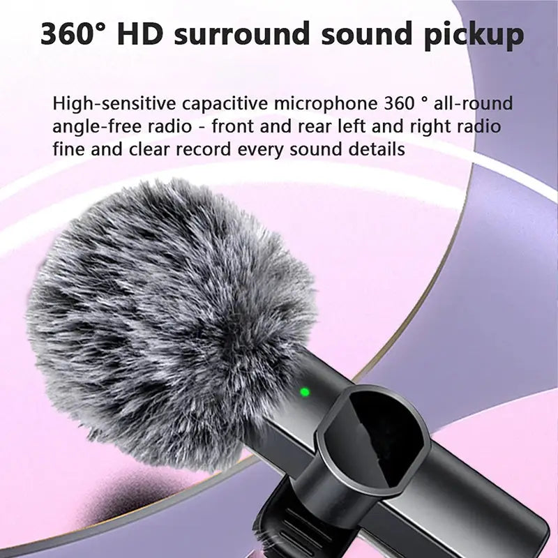 Wireless Lavalier Microphone for iPhone–Portable Mini Mic with Noise Reduction for Video & Recording
