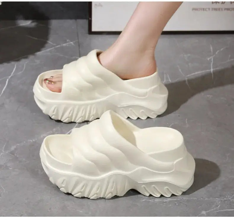 Women’s Platform Wedge Sandals – Open Toe Slip-On Slides with Ankle Buckle for Summer Beach Style