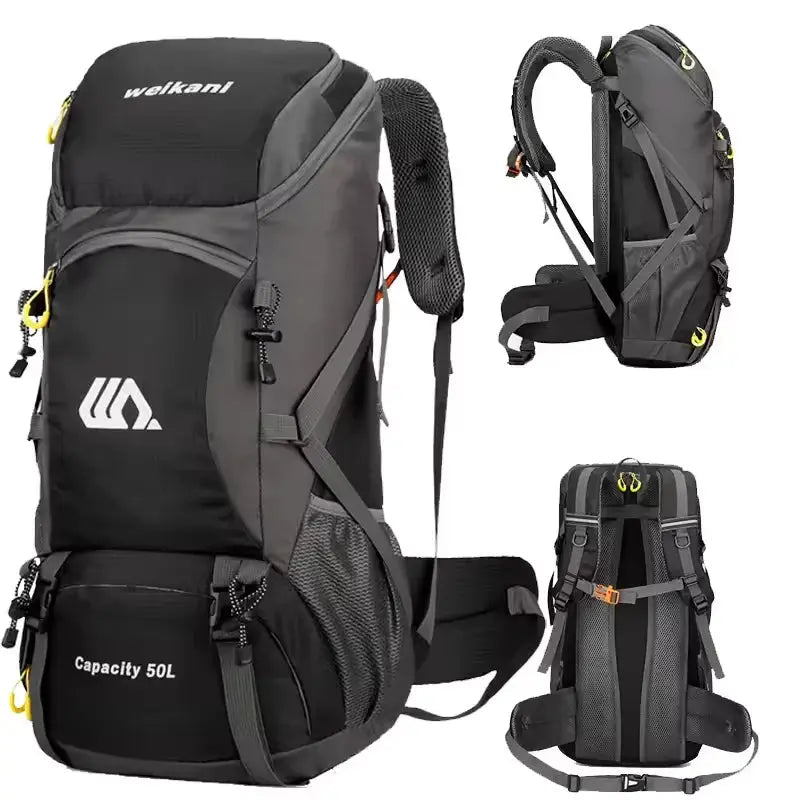 50L travel backpack for men, waterproof hiking and camping rucksack for outdoor sports, climbing and mountaineering