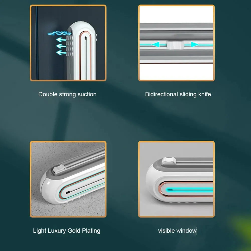 Magnetic Plastic Wrap Dispenser with Slide Cutter