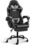 Black and gray adjustable gaming chair with ergonomic design