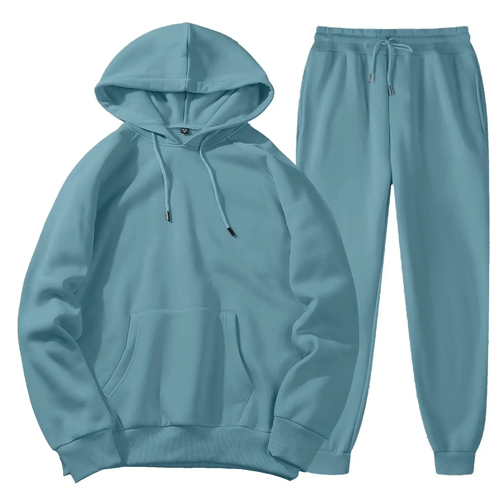 Men’s fleece tracksuit set, hoodie and sweatpants, 2-piece winter outfit, available in 10 colors