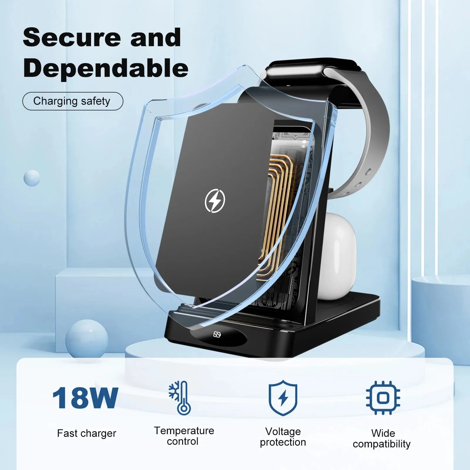 3 in 1 Magnetic Charging Station with Fast Wireless Design