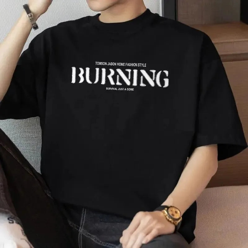 Tomson Jason T Shirt Set Streetwear Burning Print Graphic