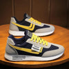 Navy and yellow men's casual lightweight sneakers