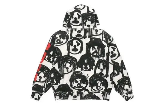 Unisex zip-up hoodie with Y2K digital cartoon print, retro Harajuku streetwear style