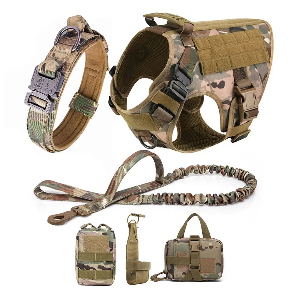 Large dog harness and leash set, training vest with adjustable collar for German Shepherd and Malinois