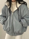 Gray women's jacket with white fur collar