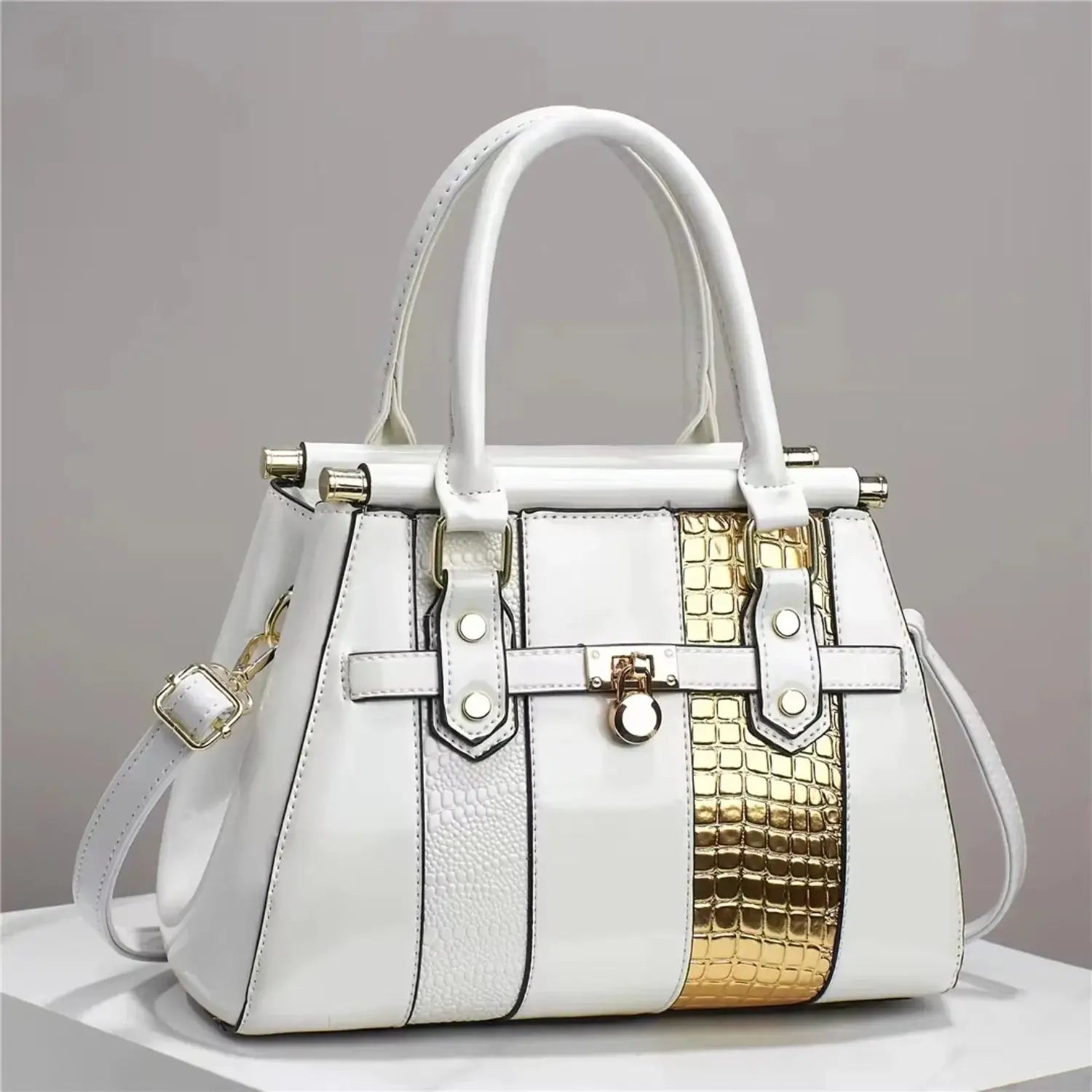 Women's Glossy PU Leather Handbag – Elegant Tote Purse for Casual & Formal Use