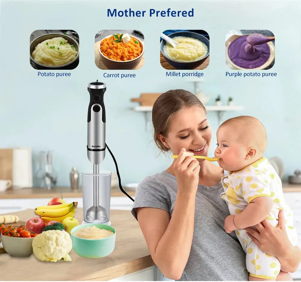 1200W Immersion Hand Blender 5-in-1 | Chopper, Whisk & Smoothie Cup for Vegetables & Meats
